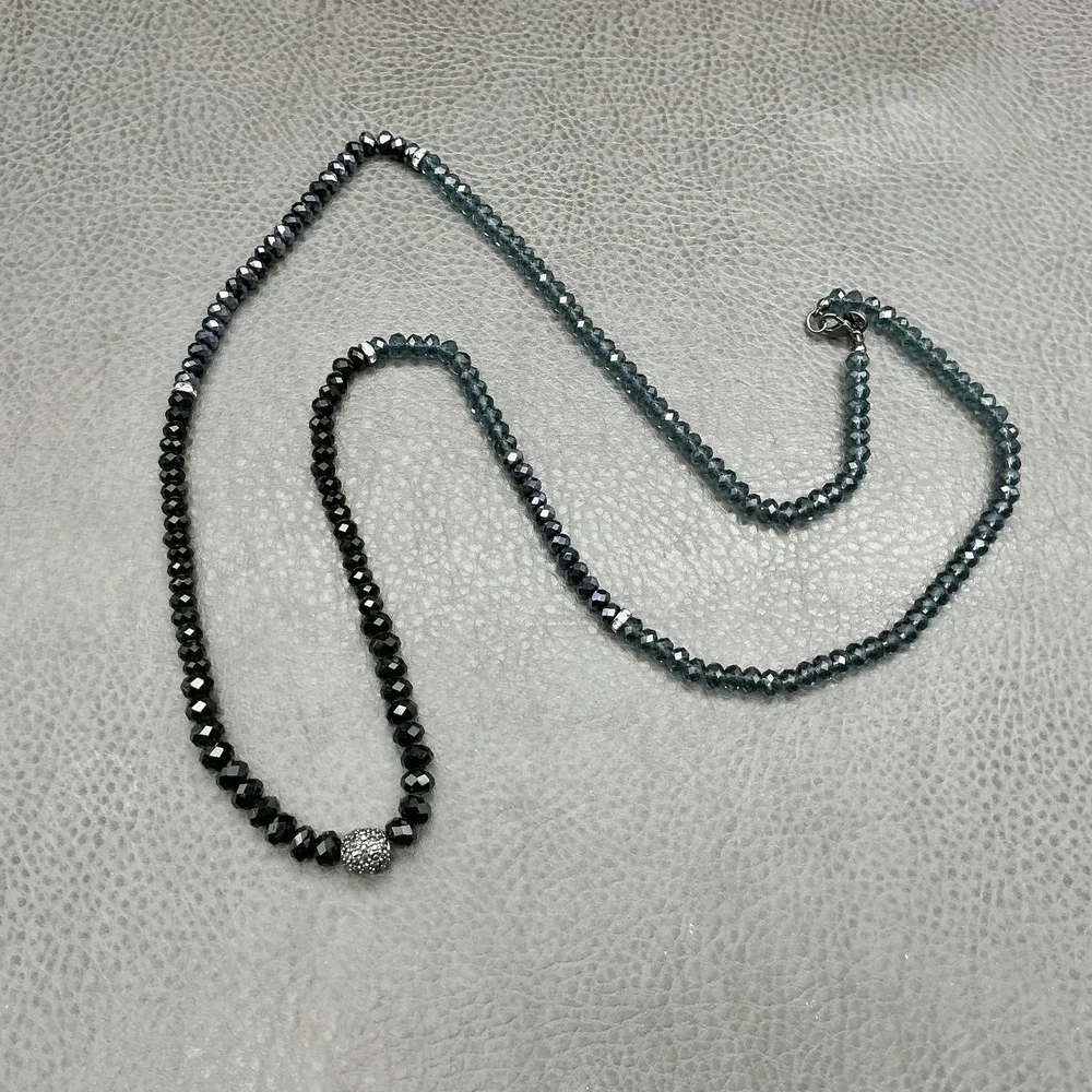 LOFT Necklace Multicolor‎ Beaded 30 In Black Teal Womens Statement Jewelry